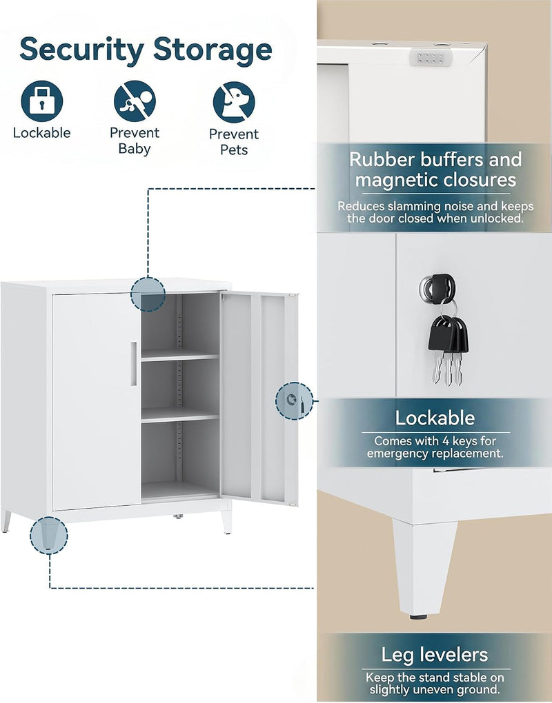 Storage Cabinet Metal Locking Garage Office with Adjustable