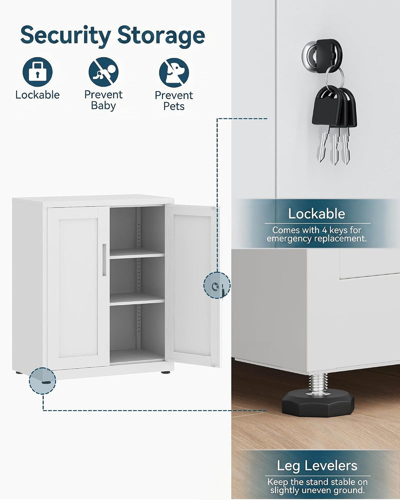 Storage Cabinet Metal Locking Garage Office with Adjustable