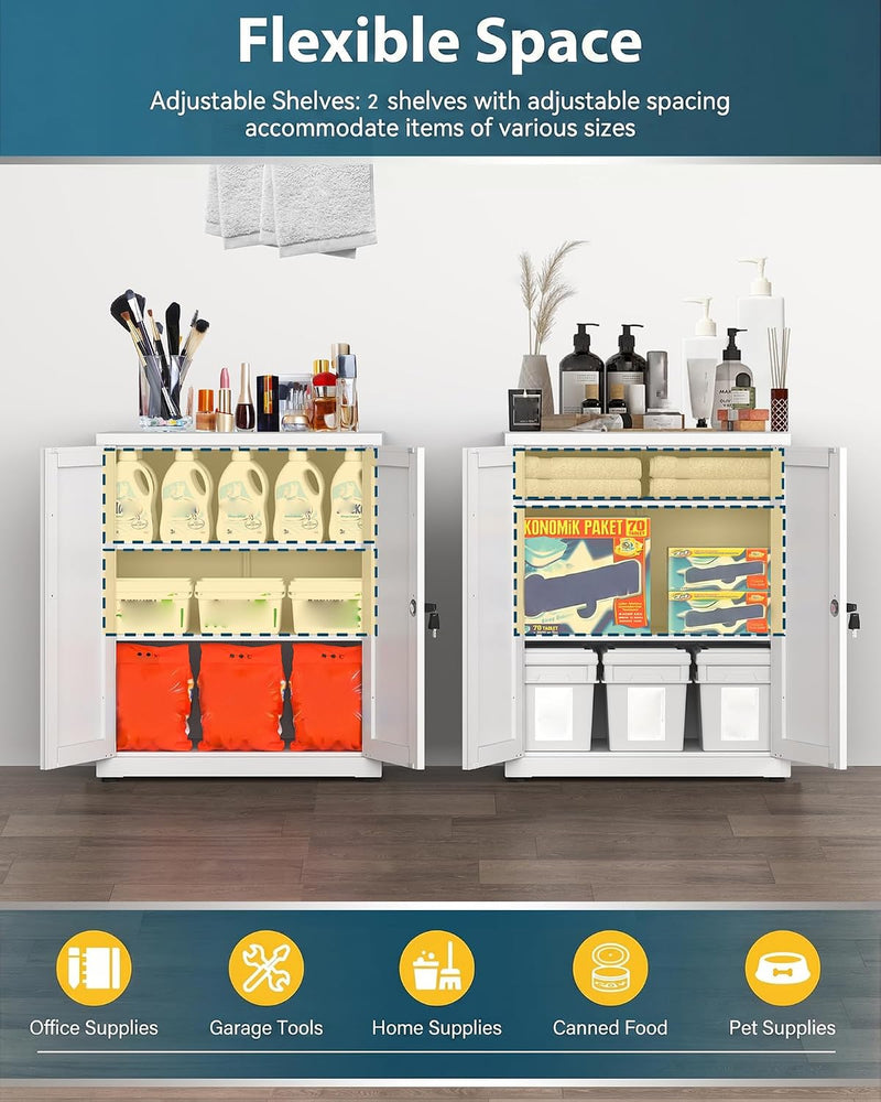 Storage Cabinet Metal Locking Garage Office with Adjustable