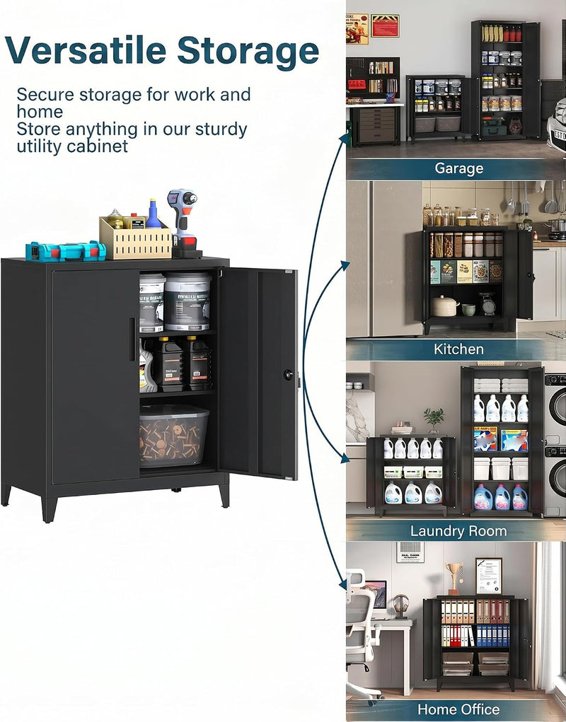 Storage Cabinet Metal Locking Garage Office with Adjustable