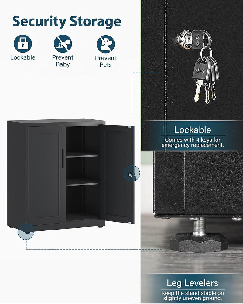Storage Cabinet Metal Locking Garage Office with Adjustable