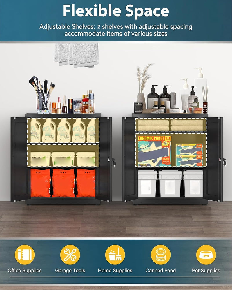 Storage Cabinet Metal Locking Garage Office with Adjustable