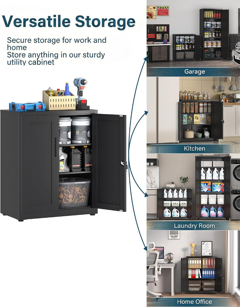 Storage Cabinet Metal Locking Garage Office with Adjustable