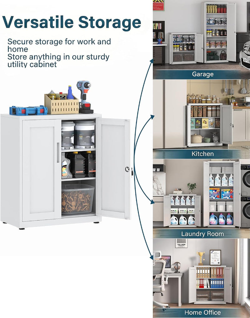 Storage Cabinet Metal Locking Garage Office with Adjustable