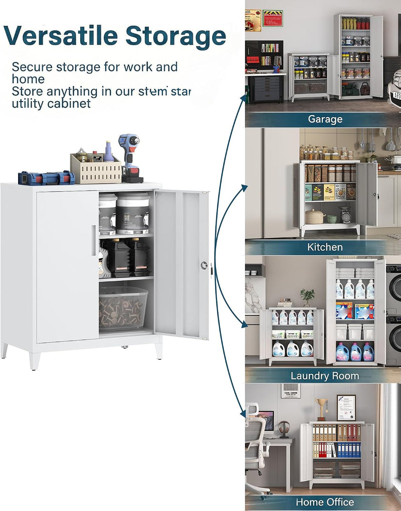Storage Cabinet Metal Locking Garage Office with Adjustable