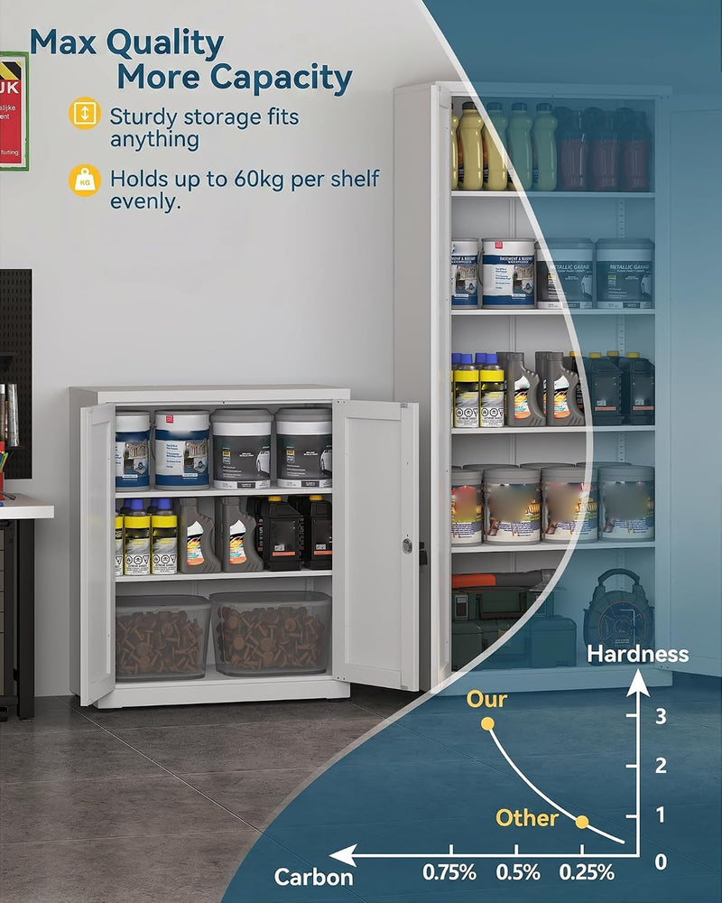Storage Cabinet Metal Locking Garage Office with Adjustable