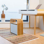 Storage Ottoman Designer Footstool with Box Narrow Bamboo