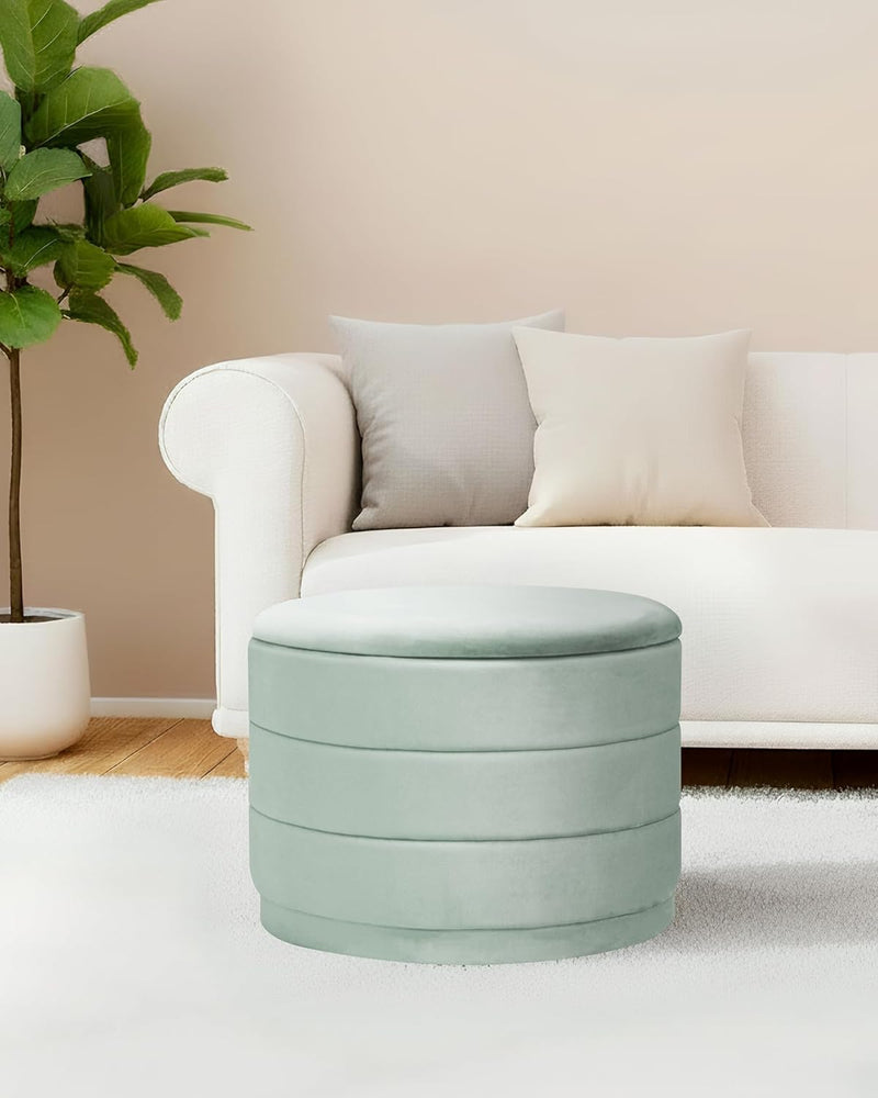 Storage Ottoman Round Folding Foot Rest with Hidden