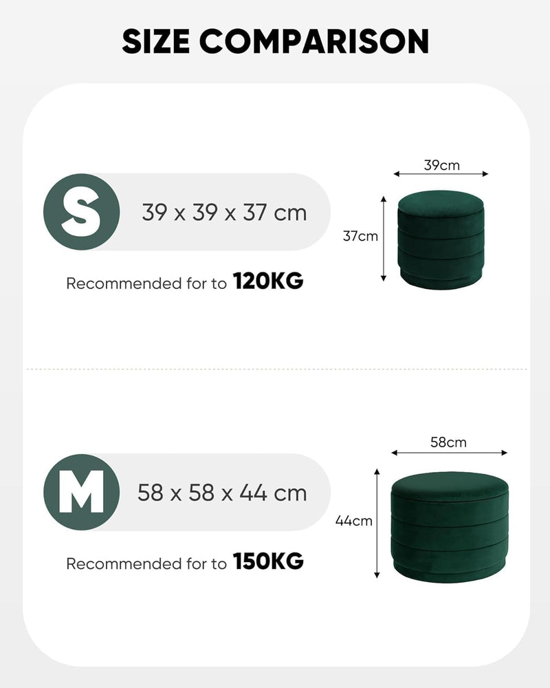 Storage Ottoman Round Folding Foot Rest with Hidden