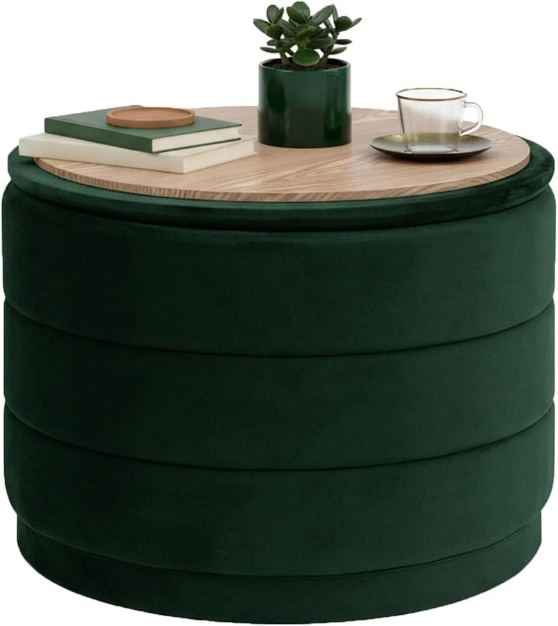 Storage Ottoman Round Folding Foot Rest with Hidden