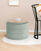 Storage Ottoman Round Folding Foot Rest with Hidden