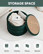 Storage Ottoman Round Folding Foot Rest with Hidden