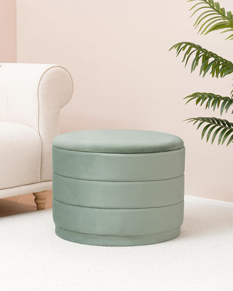 Storage Ottoman Round Folding Foot Rest with Hidden