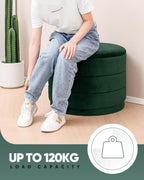 Storage Ottoman Round Folding Foot Rest with Hidden