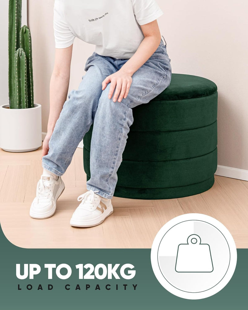 Storage Ottoman Round Folding Foot Rest with Hidden