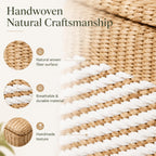 Storage Ottoman with Lid Natural Straw Foot Stool
