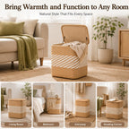 Storage Ottoman with Lid Natural Straw Foot Stool