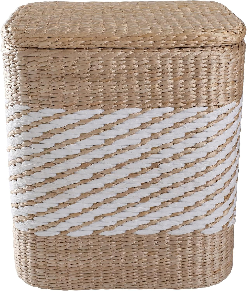 Storage Ottoman with Lid Natural Straw Foot Stool
