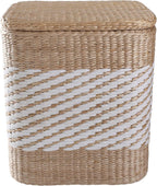 Storage Ottoman with Lid Natural Straw Foot Stool