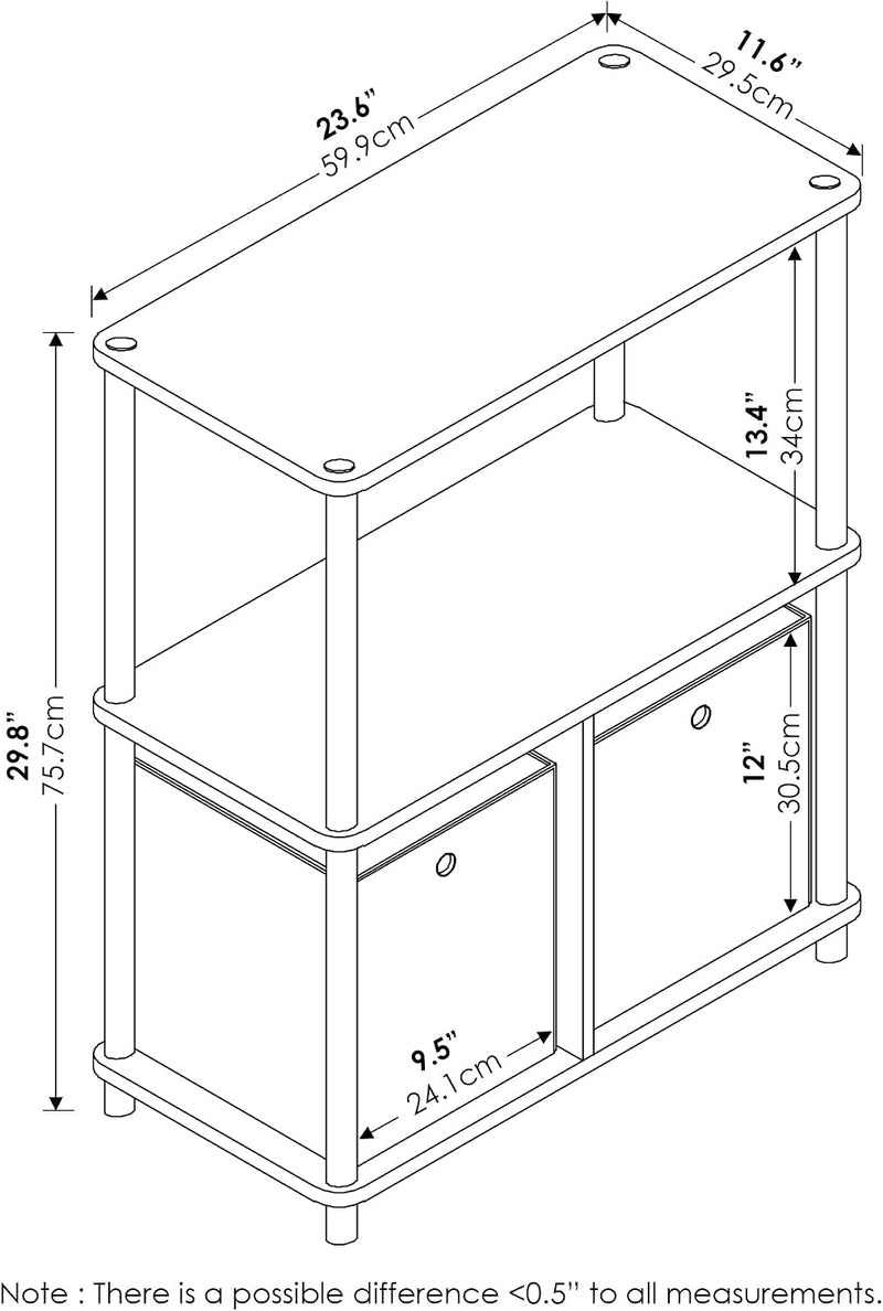 Storage Shelves 3-Tier Toolless Book Shelf with Bins (Set of 2)