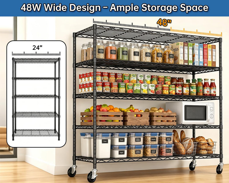 Storage Shelves 5 Tier Sturdy Metal Garage Shelving