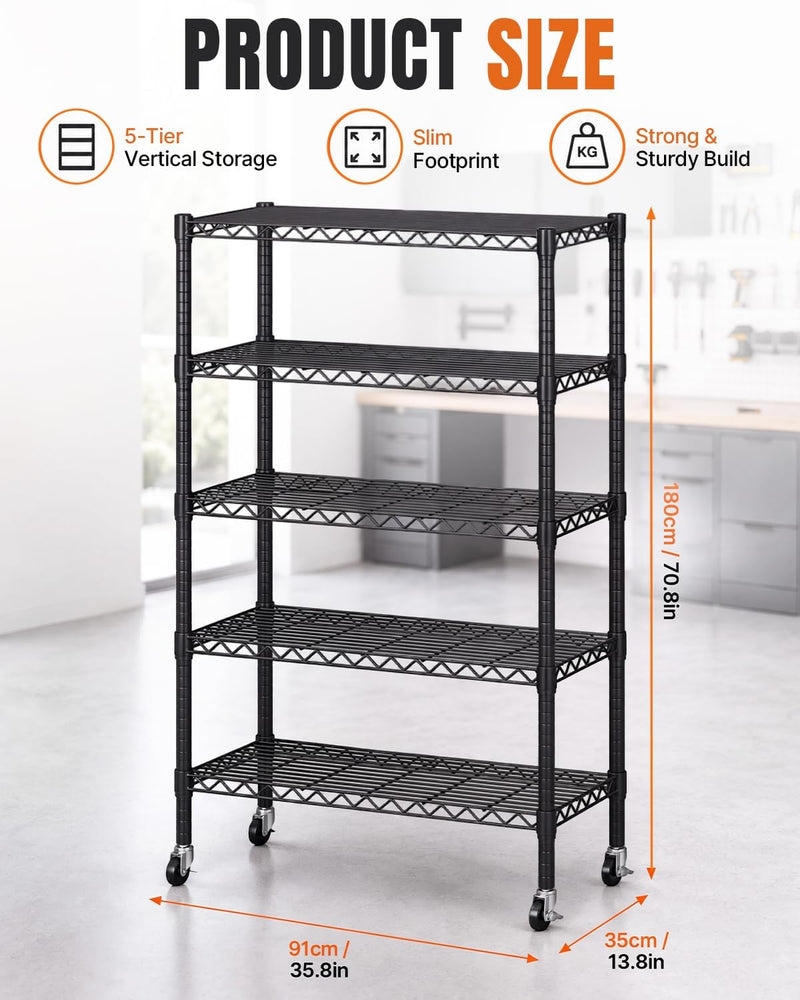 Storage Shelves 5 Tier Wire Shelving Unit