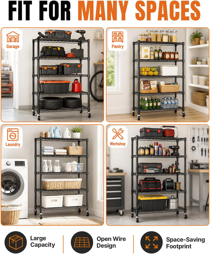 Storage Shelves 5 Tier Wire Shelving Unit