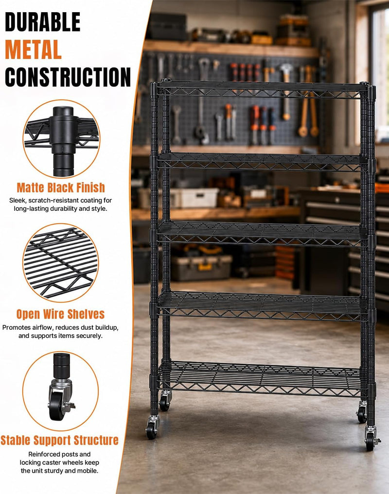 Storage Shelves 5 Tier Wire Shelving Unit