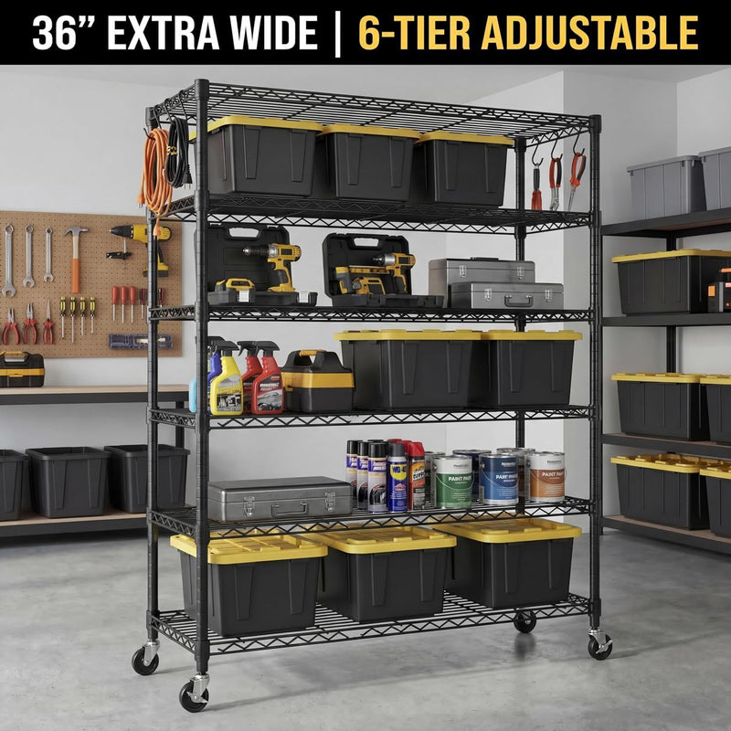 Storage Shelves 6 Tier Sturdy Metal Garage Shelving