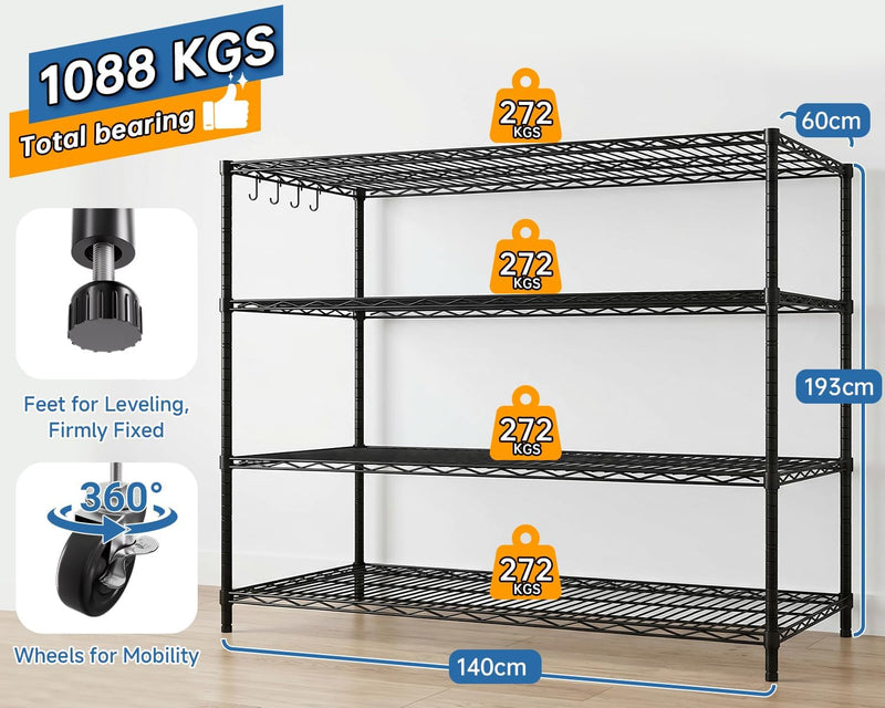 Storage Shelves 6 Tier Sturdy Metal Garage Shelving