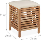 Storage Stool Walnut Fabric 35L Laundry Basket