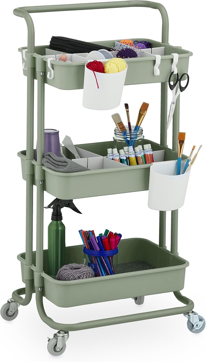 Storage Trolley 3 Shelves Cart for Kitchen Bathroom