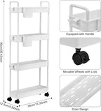 Storage Trolley Kitchen Utility Cart Mobile Shelving Unit