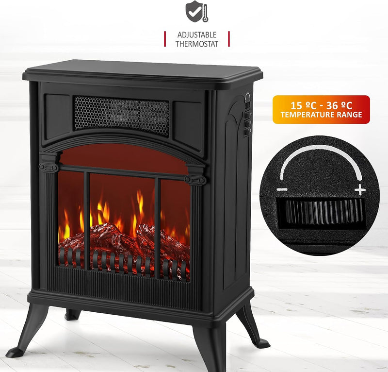 Stove Heater Electric Fireplace with Fire Flame Effect