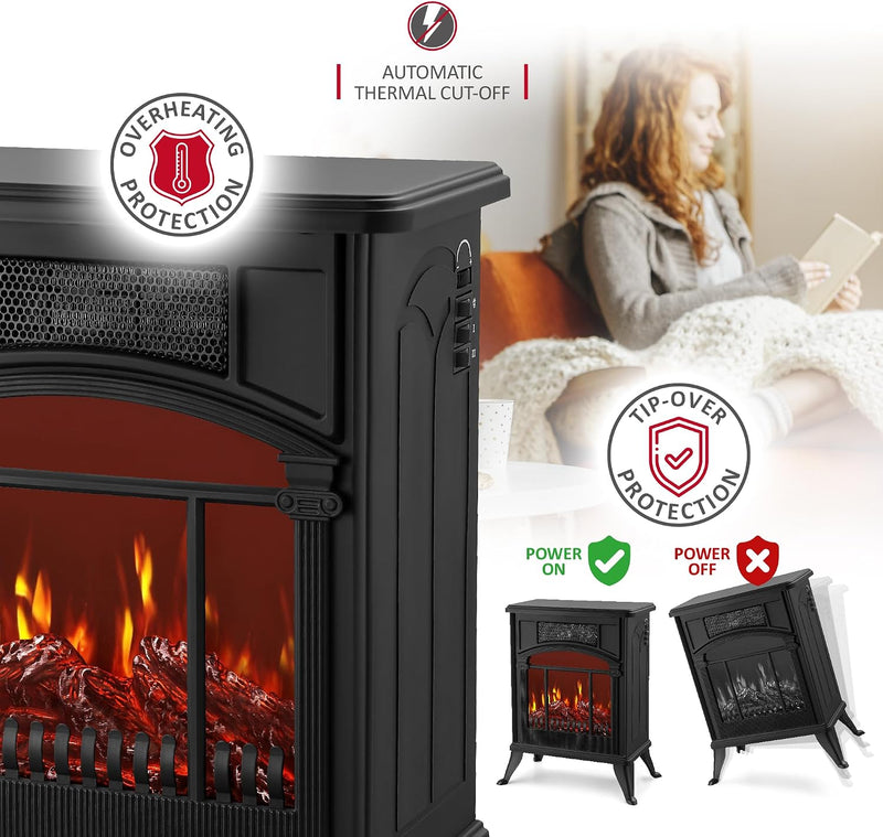 Stove Heater Electric Fireplace with Fire Flame Effect