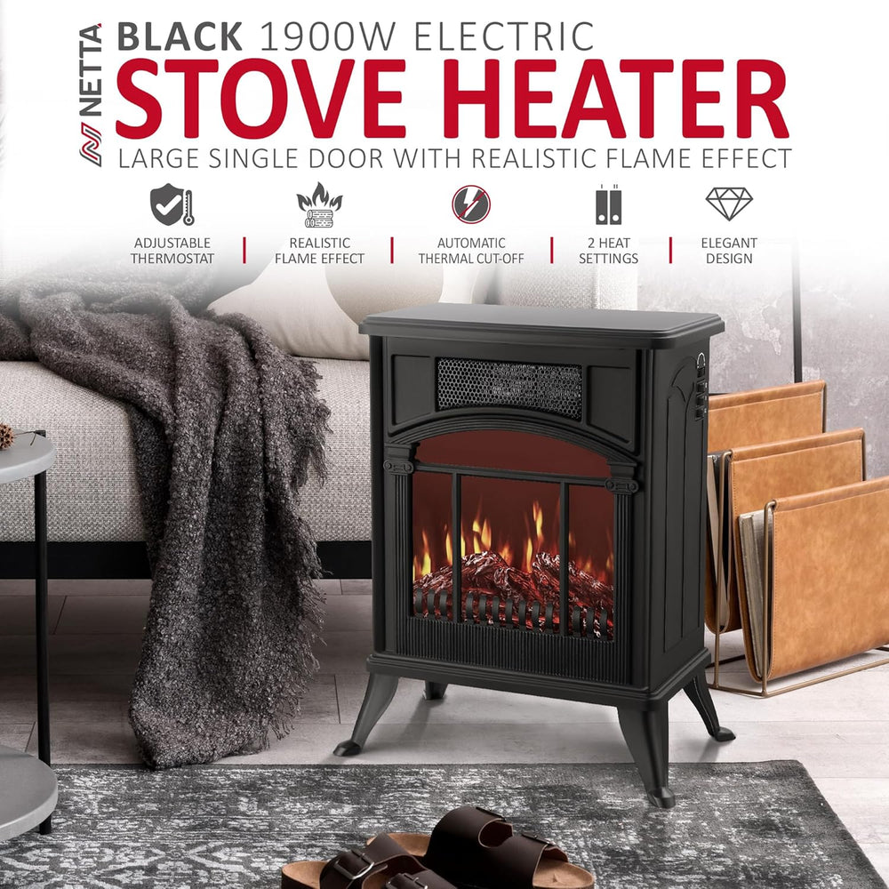 Stove Heater Electric Fireplace with Fire Flame Effect