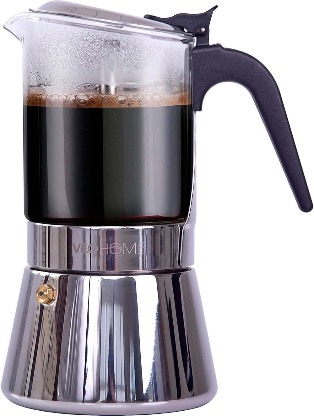 Stovetop Espresso Maker Glass and Stainless Steel Moka