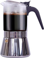Stovetop Espresso Maker Glass and Stainless Steel Moka