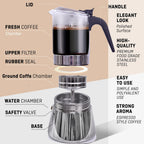 Stovetop Espresso Maker Glass and Stainless Steel Moka