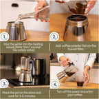 Stovetop Espresso Maker Glass and Stainless Steel Moka