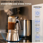 Stovetop Espresso Maker Glass and Stainless Steel Moka