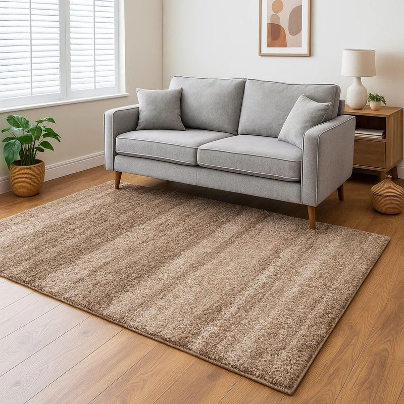 Stripe Pattern Shaggy Rug Soft Cushioned Fibres