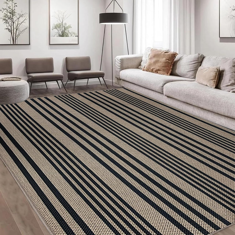 Striped Easy Jute Rug Non Slip Washable Area Rugs