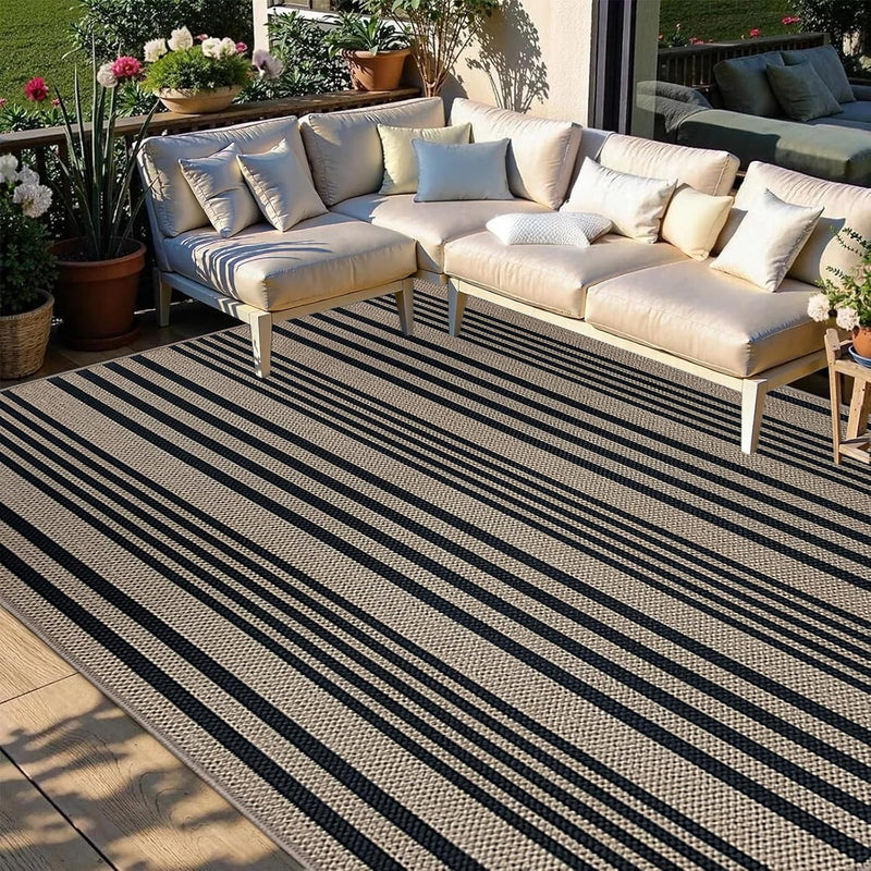 Striped Easy Jute Rug Non Slip Washable Area Rugs