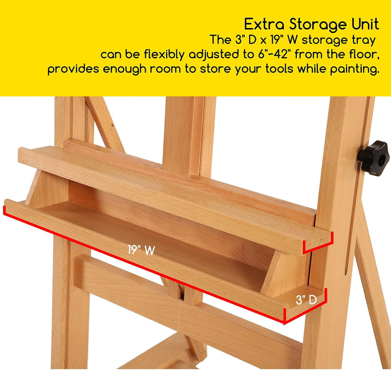 Studio Wood H-Frame Easel: Art Easel with Storage
