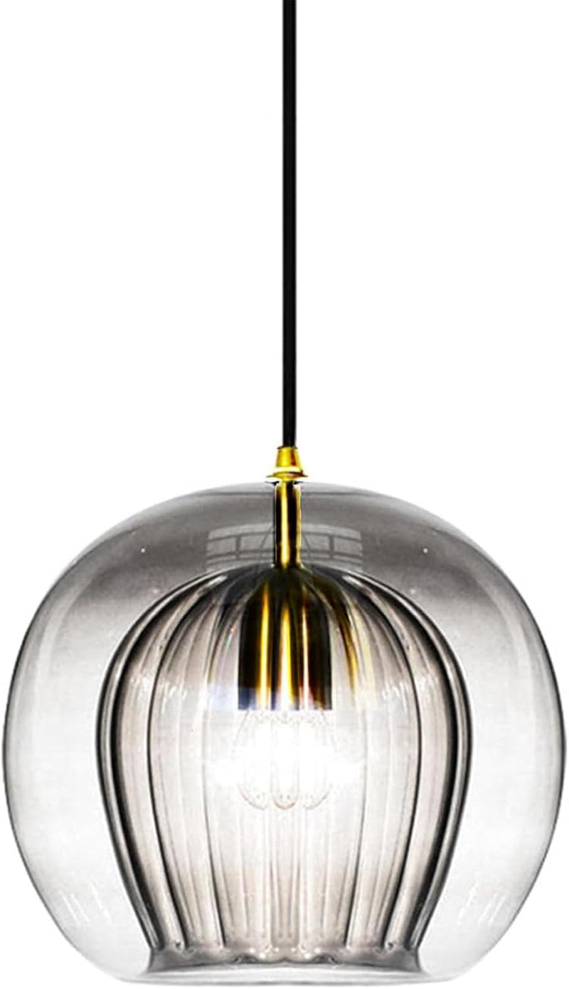 Stunning Double-Layer Glass Ball Pendant Light in Brass