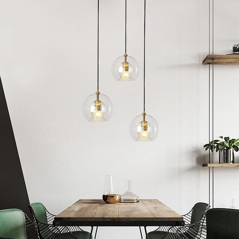 Stunning Double-Layer Glass Ball Pendant Light in Brass
