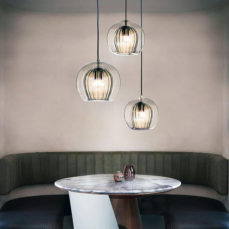 Stunning Double-Layer Glass Ball Pendant Light in Brass