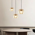 Stunning Double-Layer Glass Ball Pendant Light in Brass