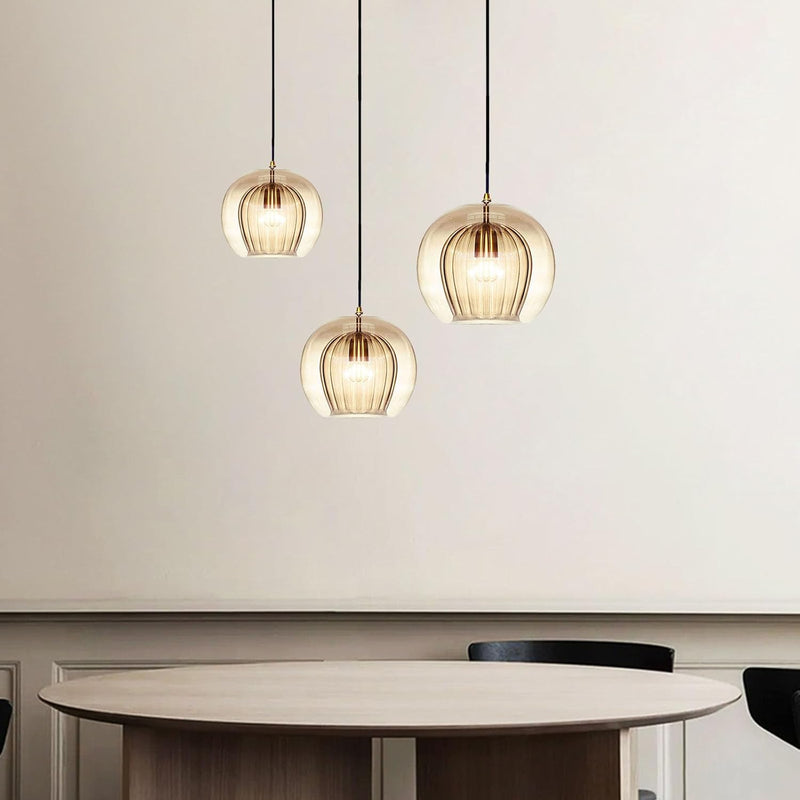 Stunning Double-Layer Glass Ball Pendant Light in Brass